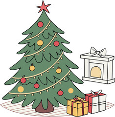 christmas tree with gift boxes