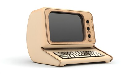 Vintage wooden computer model.
