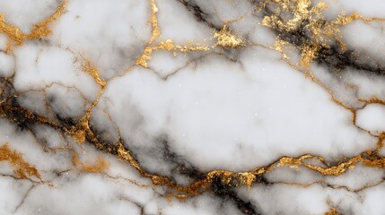 Elegant white and gold marble texture with natural luxurious veining details in seamless tile pattern, perfect for backgrounds, interior surfaces, and modern minimalist design concepts.
