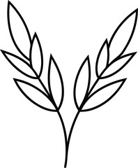 Elegant Minimalist Botanical Line Art Simple Leaves Branch Design Illustration