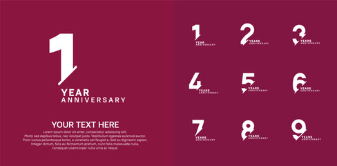 Anniversary logo set vector design, white color for celebration event