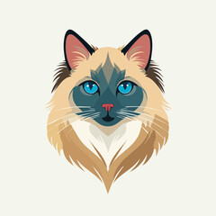 Obraz premium Birman illustrated through prismatic light patterns and faceted symmetry in abstract style.