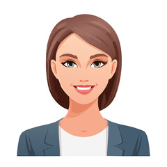 Flat Vector. Portrait of only one Woman. Simple Background.