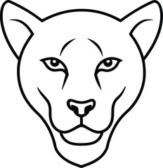 Majestic Cougar Head Line Art Illustration of a Wild Cat