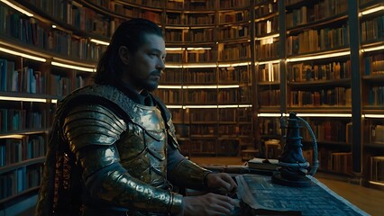 man in library