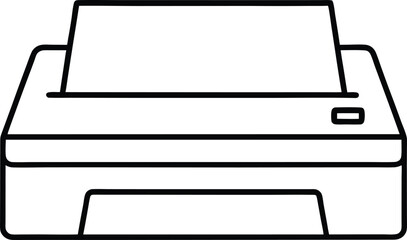 High-Quality Printer Illustration  A Detailed Line Drawing of a Modern Printing Machine