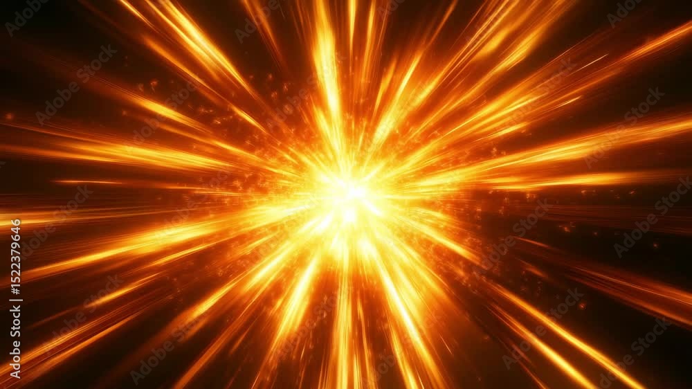 Poster a burst of golden light explodes outward, creating dynamic rays and vivid energy, filling the space 