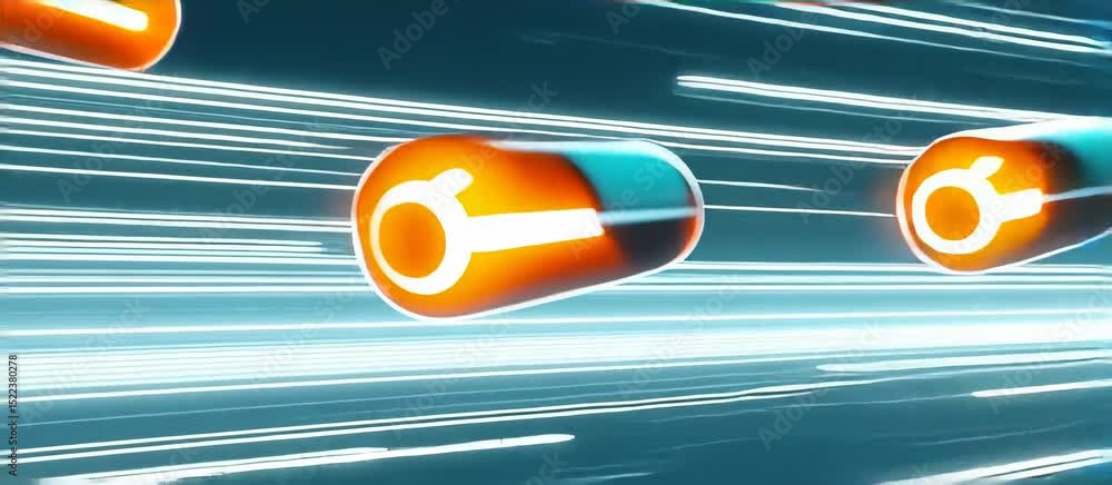 Poster futuristic cryptocurrency tokens in dynamic motion through data streams
