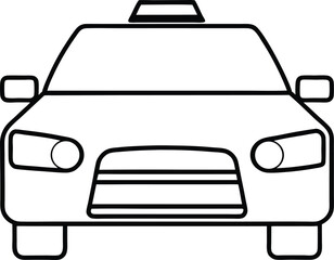 Police Car Illustration Front View Outline Drawing