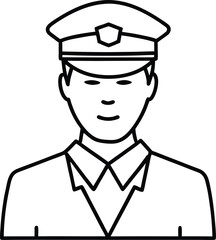 Police Officer Line Art Illustration of a Law Enforcement Professional