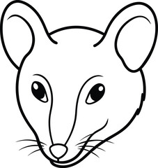 Adorable Mouse Head Simple Line Drawing Illustration