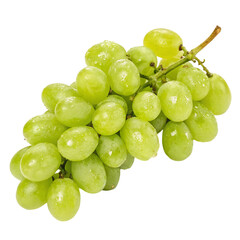 Fresh green grapes in a cluster isolated on a clean white background for fruit and food visuals
