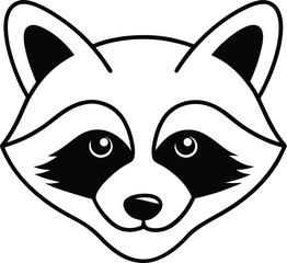 Adorable Raccoon Face Illustration Cute Black and White Line Art Design