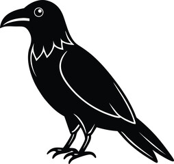Majestic Raven Silhouette A Striking Black Bird Illustration