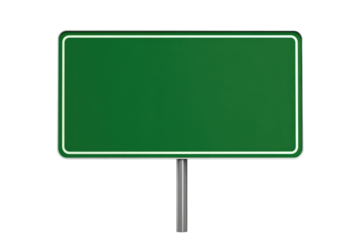 Blank Green Highway Road Signboard Isolated on Transparent Background