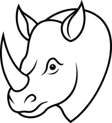 Majestic Rhino Head Line Art Illustration of a Powerful Creature
