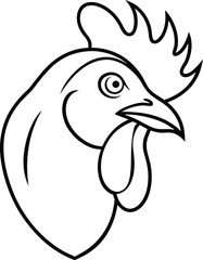 Rooster Head Line Art A Classic Illustration of Farm Animal