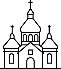 Elegant Church Architecture Line Art Design of a Traditional Religious Building