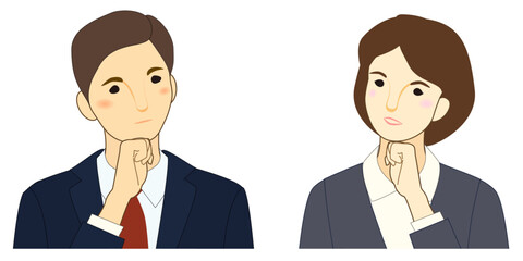Illustration set of young people thinking in suits