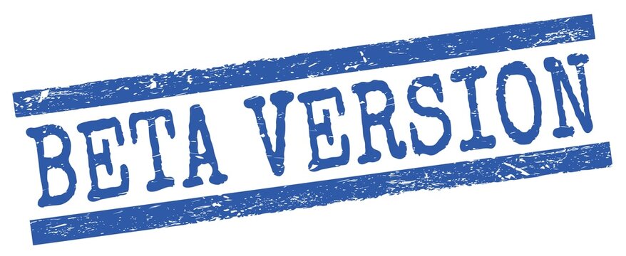 BETA VERSION text on blue lines stamp sign.