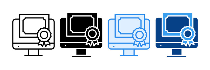 Online Certificate Icon Set Multiple Style Collection