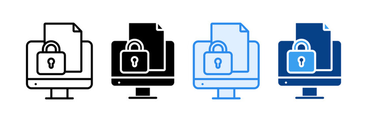 Digital Security Icon Set Multiple Style Collection