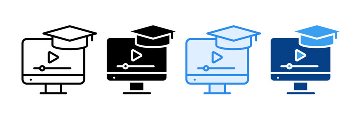 E-Learning Students Icon Set Multiple Style Collection