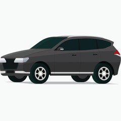 Modern dark grey SUV vehicle angled front side view