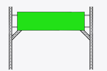 LED screen is mounted on a sturdy truss frame, ideal for concerts, festivals, or public announcements., Digital Grenn screen LED technology for realistic hanging screen