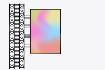 Hanging LED Screen Mockup in the column for advertising light box, A realistic big LED screen. and Illuminated technology lightbox with empty space for vector design