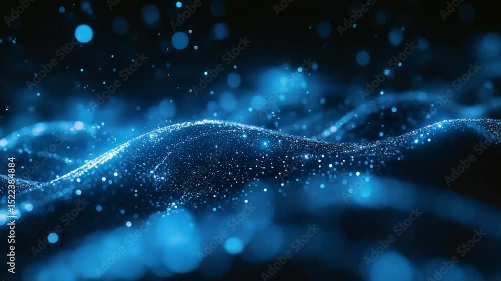 Aufkleber futuristic blue particle wave background for technology and science visualization