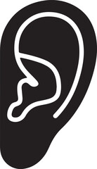 Simple Black Silhouette of a Human Ear Icon