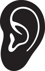 Simple Black Silhouette of a Human Ear Icon