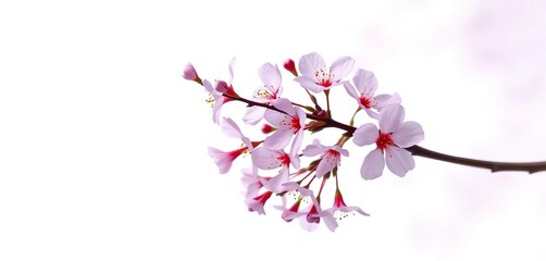 Delicate purple sakura branch with blossoms isolated on white Vector illustration,  tree,  whimsical
