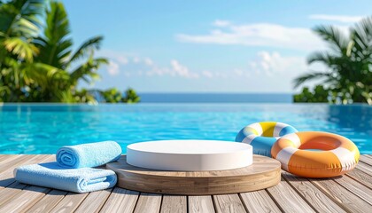 Poolside paradise with product display platform