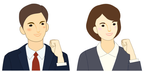 People in suits are pumping their fists in joy