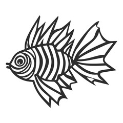lionfish, undersea animal, vector, transparent background, creature, pterois, fish, animal, ocean, nature, aquarium, pattern, marine, underwater, tropical, icon, cute, colorful