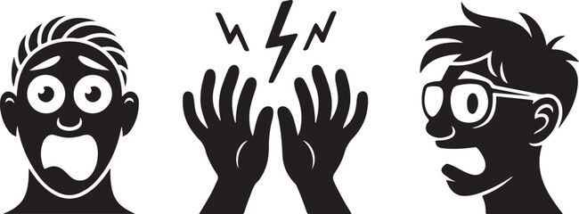 Cartoon Illustration of Shocked and Surprised Faces