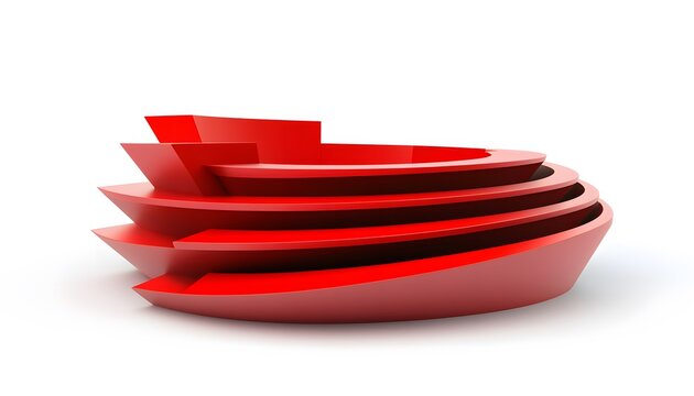 Abstract red geometric form on a white background.