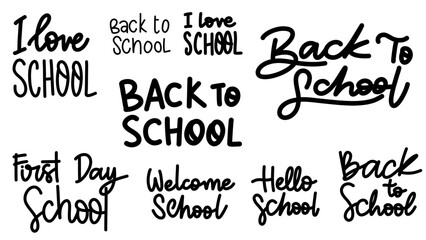 Back to school element set handwritten calligraphy isolated on white background,, illustration in flat style, illustrations EPS 10