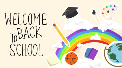 Fototapeta premium Back to school background element, illustration in flat style, illustrations EPS 10