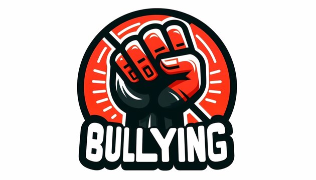 Graphic emblem against bullying, fist raised, powerful anti-bullying icon - Powered by Adobe