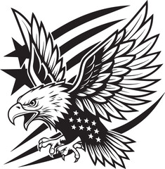 eagle with usa flag vector, usa t-shirt design element illustration