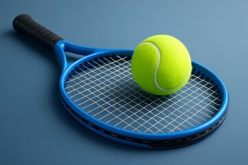Tennis Racket and Ball Still Life on Neutral Surface