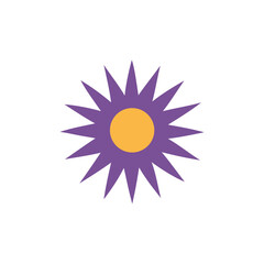 Radiant Purple Sunburst Flower Icon A Vibrant Design Element