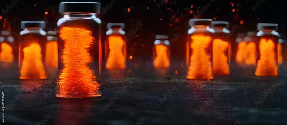 Aufkleber glowing particle movement in bottles reflecting futuristic energy concepts