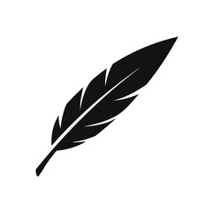Single black feather silhouette simple design