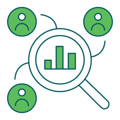 Audience Analytics icon for business intelligence and analytics dashboards, ideal for data visualization, KPI tracking, and performance monitoring interfaces.