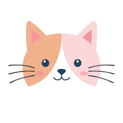 Adorable two tone kitten face cute cartoon pet