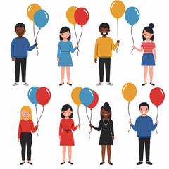 People holding balloons celebration event